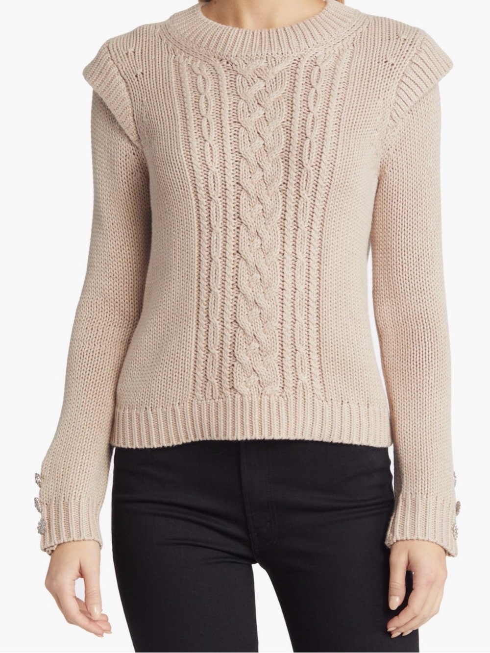 Wit & Wisdom Rhinestone Accent Crewneck Oatmeal